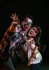 Fototapeta premium Scary zombies on dark background