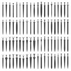 vector monochrome icon set with ancient swords for your project