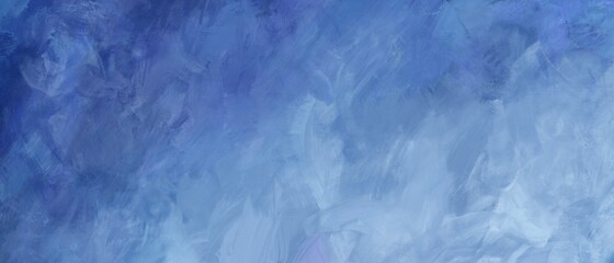 油彩抽象背景）青のグラデーション　ラフな筆跡　ナチュラル　油絵　にじみ　アート　バナー　海　空
