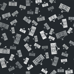 Grey United States Capitol Congress icon isolated seamless pattern on black background. Washington DC, USA. Vector