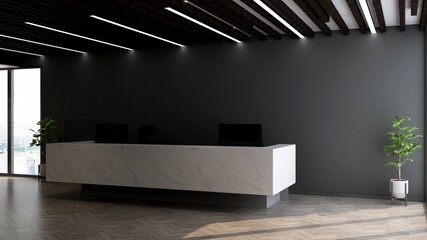 blank office wall in receptionist room for company logo mockup