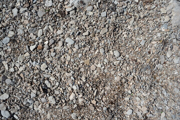 Sea pebbles on the coast abstract background. Top view.