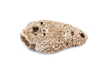 Sea pebble stone isolated on the white background.