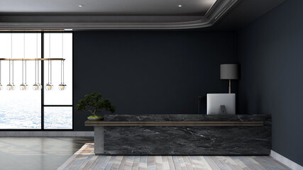 blank office wall in receptionist room for company logo mockup