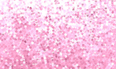 Abstract pattern of pink dots on white background. Shiny scatter pink glitter polka dot pattern. Luxury pink or rose gold glitter background with polka dot confetti. Vector EPS10.