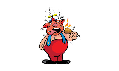 Pig eating Hot Chicken