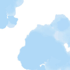 Fototapeta premium Watercolor or ink stains background. Abstract blue paint shapes. Isolated texture on white. Modern minimalist art. Design for party invitation or poster.