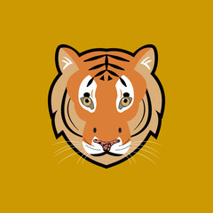 Tiger head vector illustration. Pattern on tiger’s forehead resembles Chinese character for King