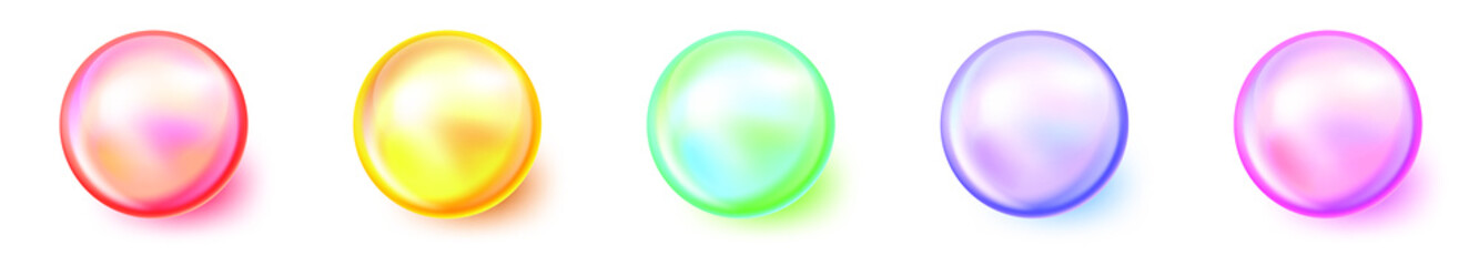 Colorful balls. Set of glossy balls with shadows. Vector illustration. Abstract balls