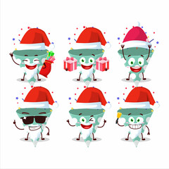 Santa Claus emoticons with green party popper with confetti cartoon character