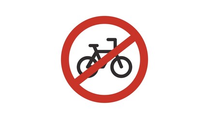 Bike Forbidden Sign. Vectopr isolated flat editable illustration