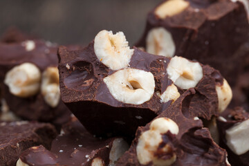bitter chocolate with hazelnuts, homemade