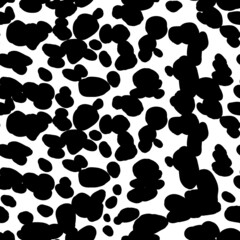 Abstract modern dalmatian fur seamless pattern. Animals trendy background. Black and white decorative vector illustration for print, card, postcard, fabric, textile. Modern ornament of stylized skin