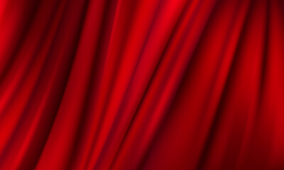 The background is a red theater curtain. Illustration in vector format.