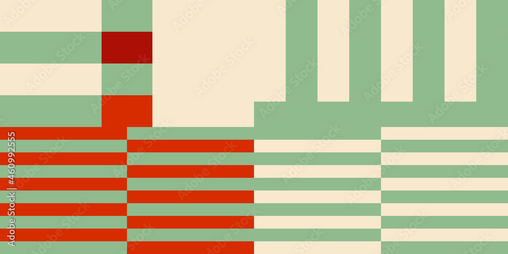 Aufkleber Modern vector abstract  geometric background with stripes, rectangles and squares  in retro scandinavian style. Pastel colored simple shapes graphic pattern. Abstract mosaic artwork.
