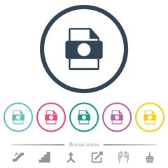 Obraz premium Certificate file flat color icons in round outlines