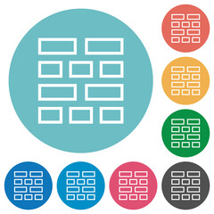 Brick wall outline flat round icons