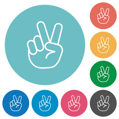 Obraz premium Victory sign hand gesture flat round icons