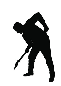 recommend clip art: Man with shovel working in garden vector silhouette  illustration. Construction worker with spade. Gardener digging earth. Farmer with shovel. Digger worker mining ground with tool. Manual industry.