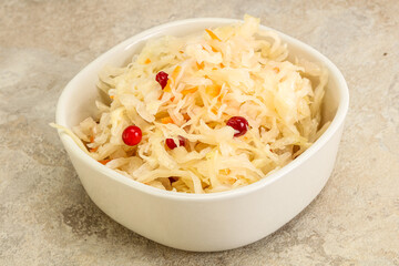 Sauerkraut with cranberry in the bowl