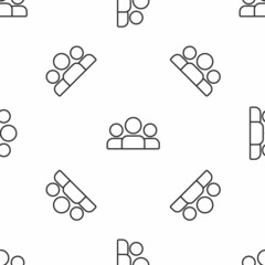 Grey line Users group icon isolated seamless pattern on white background. Group of people icon. Business avatar symbol - users profile icon. Vector