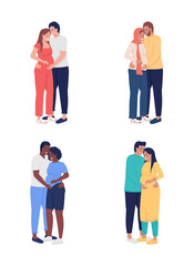 Obraz premium Expecting couple semi flat color vector character set. Standing figures. Full body people on white. Family members isolated modern cartoon style illustration for graphic design and animation pack