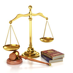 Justice scales and law
