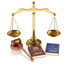 Justice scales and law