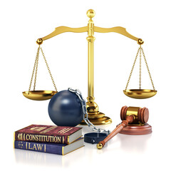 Justice scales and law