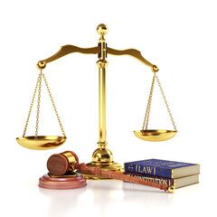 Justice scales and law