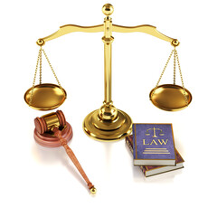 Justice scales and law