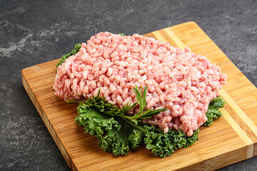 Raw pork minced meat for cooking