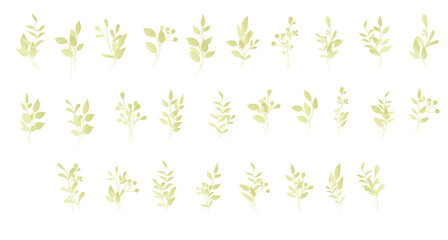 Delicate golden leaves for wedding, greeting compositions.