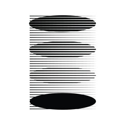 Fototapeta premium Rectangle Logo with lines, circles, ovals .Modern art design .Black Vector stripes .Straight speed lines .Geometric shape. Wall art .