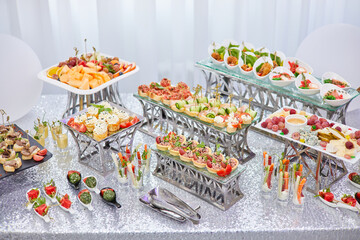 bright snacks on a silver table
