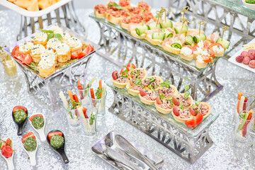 bright snacks on a silver table