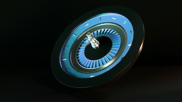 Luxury roulette gold and black on black background. 3D rendering