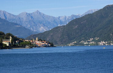 dreamy landscape scenarios characterized by small medieval villages surrounded by woods and mountains. Como lake, Lombardy, Italy.