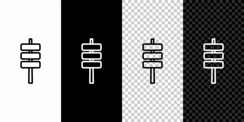 Set line Korean food tokpokki icon isolated on black and white, transparent background. Vector