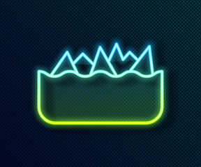 Glowing neon line Sharp stone reefs protruding from the sea, a danger to sea ships and vessels icon isolated on black background. Vector