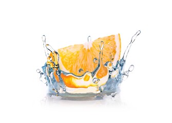 orange splash water isolated on a white background, 3d rendering - 461000796