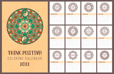 Motivational mandala coloring calendar 2022
