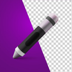 touch pen 3d realistic cute cartoon style on transparent background