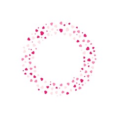 Colorful geometric hearts frame - wreath. Abstract vector background with colorful hearts shapes consisting of spherical geometric particles. Hearts frame's colorful halftone. Valentine's Day.	