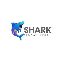 Fototapeta premium Vector Logo Illustration Shark Gradient Colorful Style.