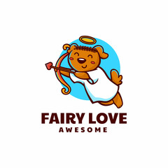 Vector Logo Illustration Cupid Dog Mascot Cartoon Style.