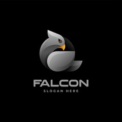 Vector Logo Illustration Falcon Gradient Colorful Style.