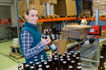 tidying-up bottles of beer