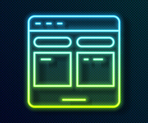Glowing neon line Online translator icon isolated on black background. Foreign language conversation icons in chat speech bubble. Translating concept. Vector