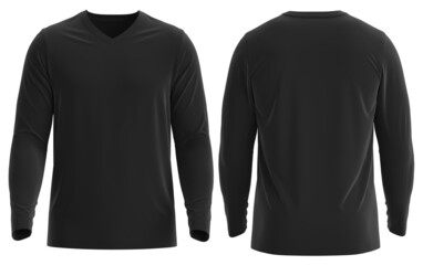 Long-sleeves v-neck t-shirt mockup, 3d illustration, 3d rendering, activewear, V-neck, Tshirt